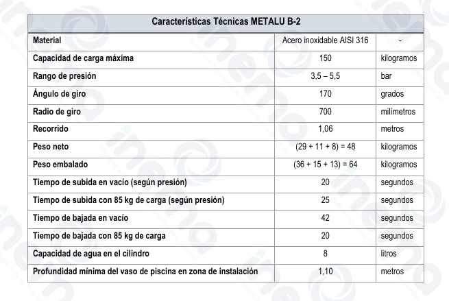 ASCENSOR ACUATICO HIDRAULICO FJO MARCA METALU MODELO B-2