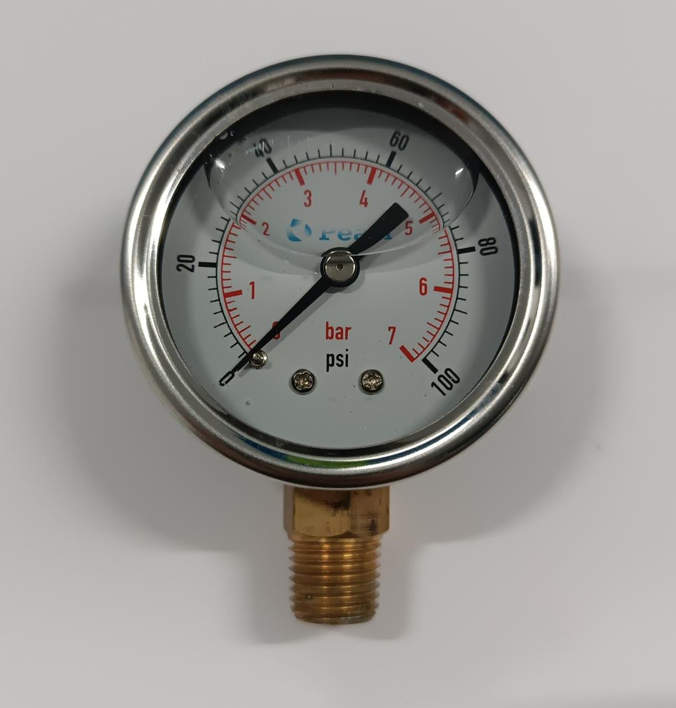 MANOMETRO CON GLICERINA PEARL 1/4" DE 0 A 100PSI